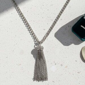 Banana Republic Silver Chain Tassel Necklace